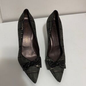 Franco Fortini Checkered Bow Heels - Black and Green. Never worn